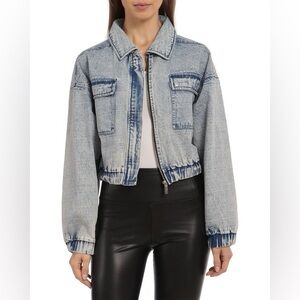 Avec Les Filles Cropped Acid Denim Jacket XXS